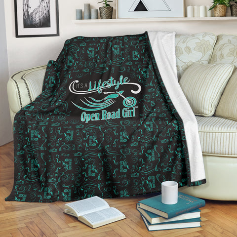 Teal Open Road Girl Blanket