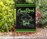 Open Road Girl on Motorcycle Garden or House FLAG ONLY, 7 COLORS