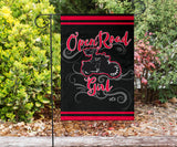 Open Road Girl on Motorcycle Garden or House FLAG ONLY, 7 COLORS