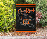 Open Road Girl on Motorcycle Garden or House FLAG ONLY, 7 COLORS