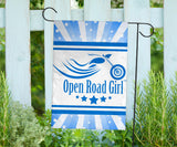 Open Road Girl with Stripes Garden or House FLAG ONLY, 7 COLORS