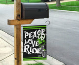 Peace Love Ride Garden or House FLAG ONLY, 7  COLORS