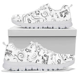 White Scatter Design Tennis Shoes with White Soles, 2 COLORS