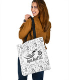 White and Black Scatter Cloth Tote