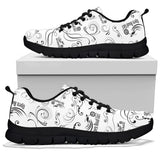 Black and White Scatter Tennis Shoe with Black Soles, 2 COLORS