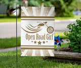 Open Road Girl with Stripes Garden or House FLAG ONLY, 7 COLORS