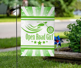 Open Road Girl with Stripes Garden or House FLAG ONLY, 7 COLORS