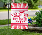 Open Road Girl with Stripes Garden or House FLAG ONLY, 7 COLORS