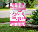 Open Road Girl with Stripes Garden or House FLAG ONLY, 7 COLORS