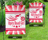 Open Road Girl with Stripes Garden or House FLAG ONLY, 7 COLORS