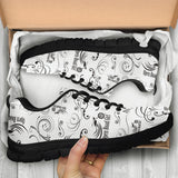 Black and White Scatter Tennis Shoe with Black Soles, 2 COLORS