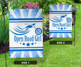Open Road Girl with Stripes Garden or House FLAG ONLY, 7 COLORS