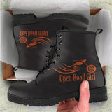 BURNT ORANGE/BLACK IALS OPEN ROAD GIRL PU LEATHER BOOTS, 2 COLORS
