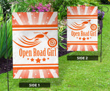 Open Road Girl with Stripes Garden or House FLAG ONLY, 7 COLORS