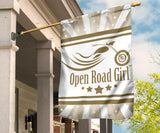 Open Road Girl with Stripes Garden or House FLAG ONLY, 7 COLORS