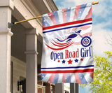 Patriot Open Road Girl Garden or House FLAG ONLY