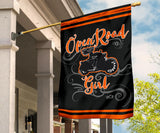 Open Road Girl on Motorcycle Garden or House FLAG ONLY, 7 COLORS