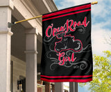 Open Road Girl on Motorcycle Garden or House FLAG ONLY, 7 COLORS