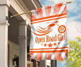 Open Road Girl with Stripes Garden or House FLAG ONLY, 7 COLORS