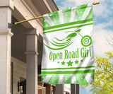 Open Road Girl with Stripes Garden or House FLAG ONLY, 7 COLORS