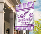 Open Road Girl with Stripes Garden or House FLAG ONLY, 7 COLORS