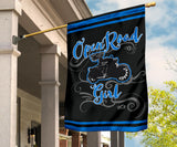 Open Road Girl on Motorcycle Garden or House FLAG ONLY, 7 COLORS