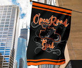 Open Road Girl on Motorcycle Garden or House FLAG ONLY, 7 COLORS