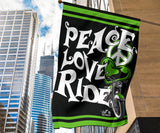 Peace Love Ride Garden or House FLAG ONLY, 7  COLORS