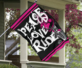 Peace Love Ride Garden or House FLAG ONLY, 7  COLORS
