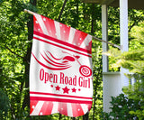 Open Road Girl with Stripes Garden or House FLAG ONLY, 7 COLORS