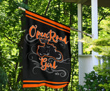 Open Road Girl on Motorcycle Garden or House FLAG ONLY, 7 COLORS