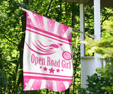 Open Road Girl with Stripes Garden or House FLAG ONLY, 7 COLORS