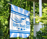 Open Road Girl with Stripes Garden or House FLAG ONLY, 7 COLORS