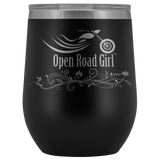 OPEN ROAD GIRL (12oz) WINE TUMBLER, 12 COLORS