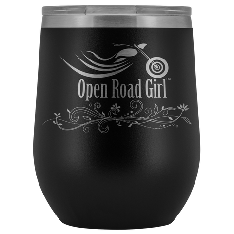 OPEN ROAD GIRL (12oz) WINE TUMBLER, 12 COLORS