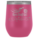 OPEN ROAD GIRL (12oz) WINE TUMBLER, 12 COLORS