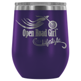 IT'S A LIFESTYLE OPEN ROAD GIRL WINE TUMBLER 12 OZ, 10 COLORS