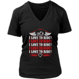 RED I Love To Ride Women’s V-Neck Tee