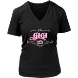 GiGi PINK/WHITE Women’s V-Neck T-Shirt-Short Sleeve Vneck Tee