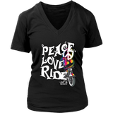 RAINBOW PEACE LOVE RIDE WOMEN'S V-NECK SHIRT