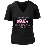 Nana PINK/WHITE Women’s V-Neck T-Shirt- Short Sleeve