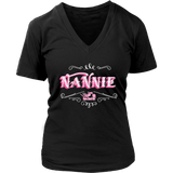 NANNY PINK/WHITE WOMEN’S V-NECK T-SHIRT-SHORT SLEEVE