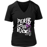 PURPLE PEACE LOVE RIDE WOMEN'S V-NECK SHIRT