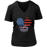 Patriotic Open Road Girl Women's Vneck Neck Tee, 3 COLORS