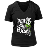 GREEN Peace Love Ride Women's V-Neck Tee