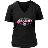 Grammy PINK/WHITE Women’s V-Neck T-Shirt-Short Sleeve