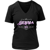 Gemma PURPLE/WHITE Women’s V-Neck T-Shirt-Short Sleeve