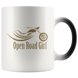 GOLD OPEN ROAD GIRL 11OZ MAGIC MUG, 2 STYLES