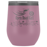 OPEN ROAD GIRL (12oz) WINE TUMBLER, 12 COLORS