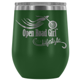 IT'S A LIFESTYLE OPEN ROAD GIRL WINE TUMBLER 12 OZ, 10 COLORS